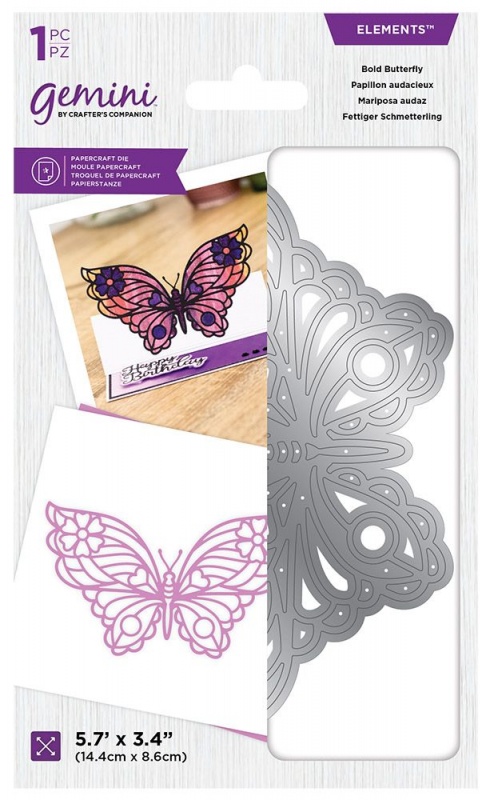 Gemini Elements Decorative Outline Topper Die - Bold Butterfly