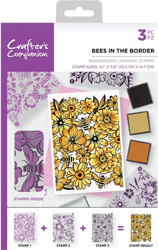 Crafters Companion Background Layering Stamps - Bees in the Border