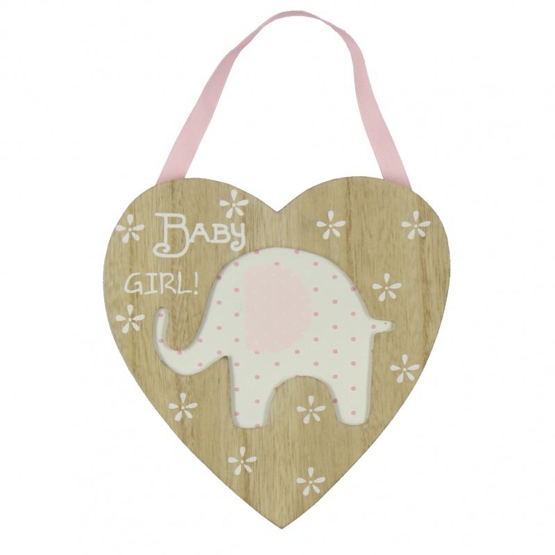 Petit Cheri Collection MDF Heart Plaque with Elephant