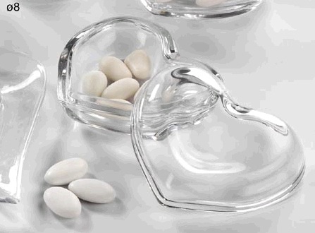 Heart Shaped Glass Trinket Bowl with Lid