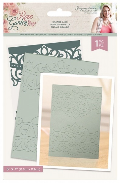 Sara Signature Rose Garden - 5x7 Embossing Folder - Grande Lace