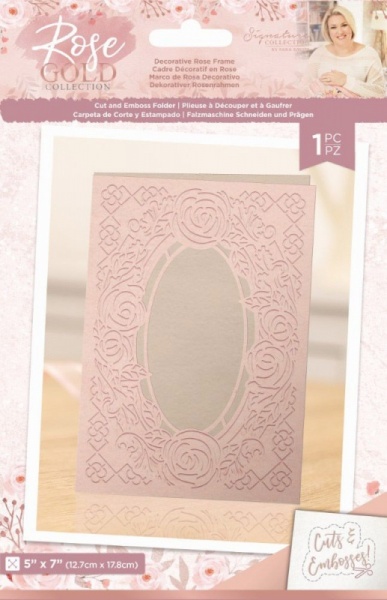 Sara Signature Rose Gold 5 x 7'' Cut and Emboss Folder - Decorative Rose Frame