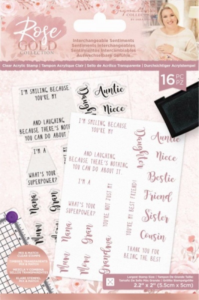 Sara Signature Rose Gold A6 Clear Acrylic Stamp - Interchangeable Sentiments