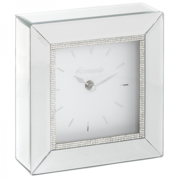 Mirror Table Clock with Diamante Border