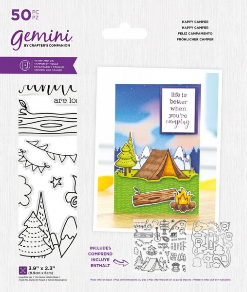Gemini Staycation Stamp & Die Set ~ Happy Camper