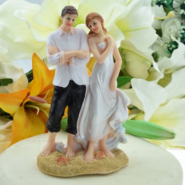 Beach Couple On Sand Comical Cake Topper